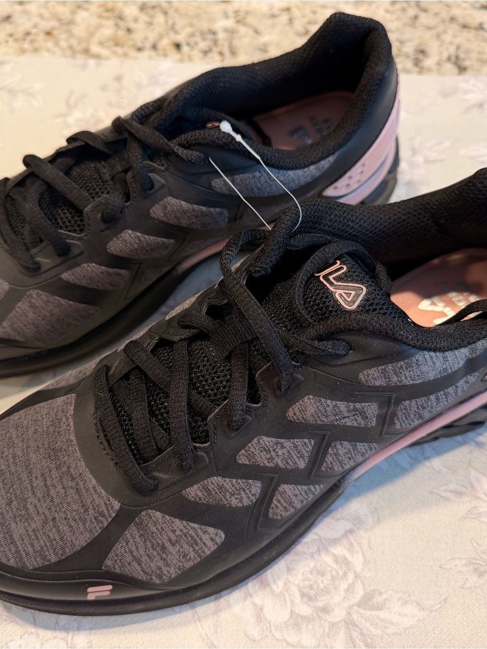 Fila Women's Black and Pink Athletic Running Shoes